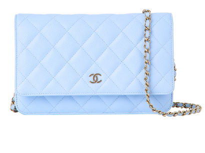 Wallet On Chain, &pound;1,800, Handbags, Blue, Caviar Leather, Front view